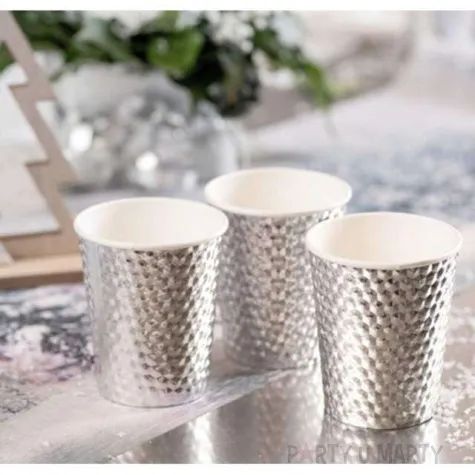 kubeczki papierowe diament srebrne metaliczne santex 250 ml 10 szt