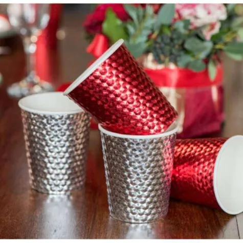 kubeczki papierowe diament srebrne metaliczne santex 250 ml 10 szt