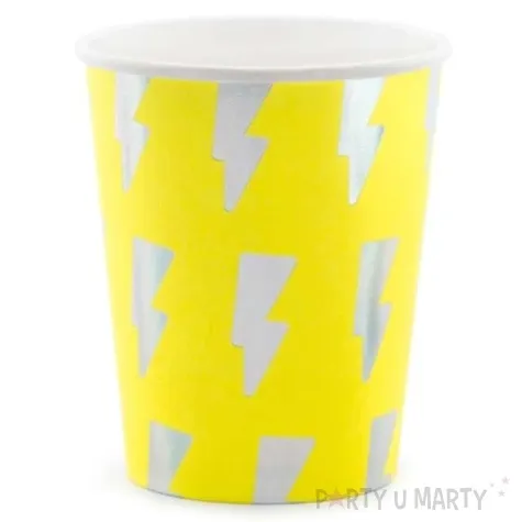 kubeczki papierowe electric holo zolty neon partydeco 260 ml 6 szt