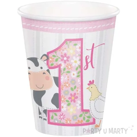 kubeczki papierowe farmhouse pierwsze urodziny 266 ml 8 szt