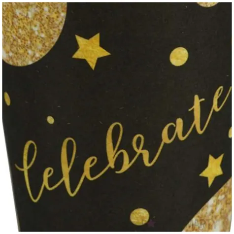 kubeczki papierowe glamour celebrate czarno zloty arpex 200 ml 8 szt