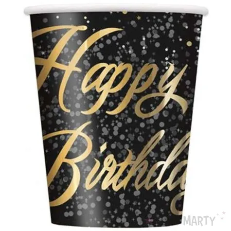kubeczki papierowe glitz happy birthday unique zlote 250 ml 8 szt