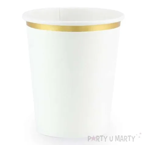 kubeczki papierowe gold ornament biale partydeco 260 ml 6 szt