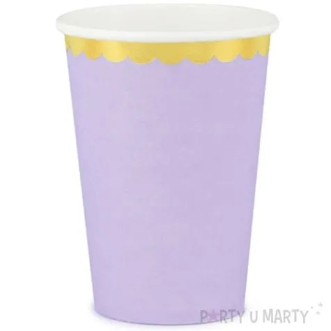 kubeczki papierowe golden border liliowy partydeco 220 ml 6 szt