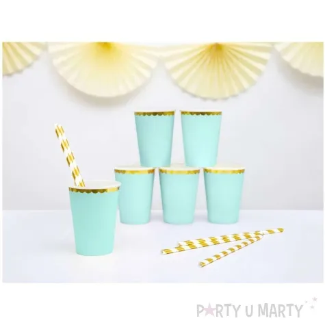 kubeczki papierowe golden border mietowy partydeco 220 ml 6 szt
