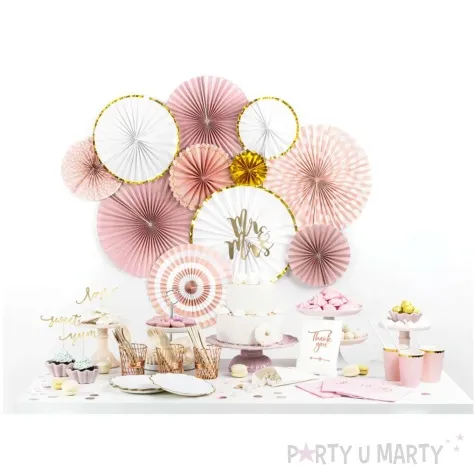 kubeczki papierowe golden border rozowe jasne partydeco 220 ml 6 szt