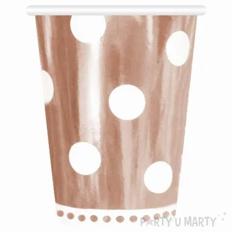 kubeczki papierowe grochy metalik rozowe zloto godan 266 ml 6 szt