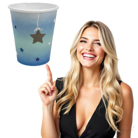 kubeczki papierowe gwiazdki niebieskie jix 6 szt