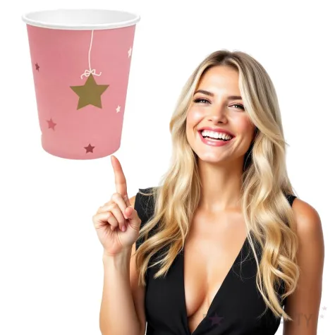 kubeczki papierowe gwiazdki rozowe jix 6 szt