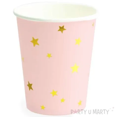 kubeczki papierowe gwiazdki zlote rozowe partypal 6 szt 220 ml