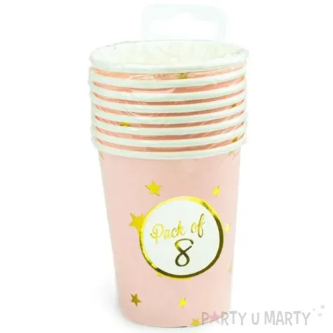 kubeczki papierowe gwiazdki zlote rozowe partypal 6 szt 220 ml