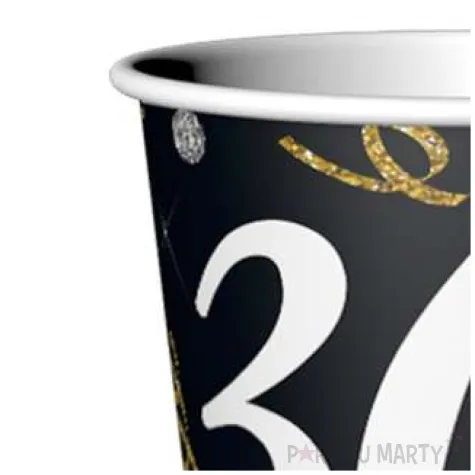 kubeczki papierowe happy birthday 30 urodziny b c czarny godan 250 ml 6 szt