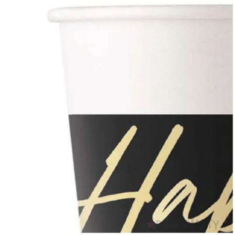 kubeczki papierowe happy birthday czarno bialy procos 200 ml 8 szt