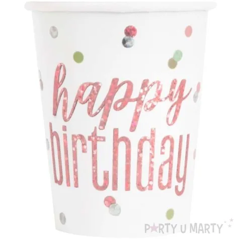 kubeczki papierowe happy birthday glitz unique 266 ml 8 szt