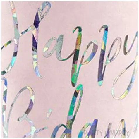 kubeczki papierowe happy birthday holo rozowe pudrowe partydeco 220 ml 6 szt