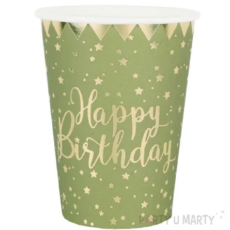 kubeczki papierowe happy birthday kraft oliwkowy santex 10 szt