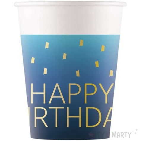 kubeczki papierowe happy birthday niebiesko bialy procos 200 ml 8 szt