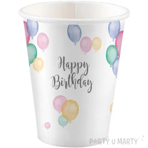 kubeczki papierowe happy birthday pastel amscan 250 ml 8 szt