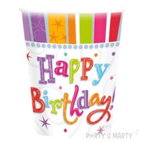 kubeczki papierowe happy birthday radiant amscan 266 ml 8 szt