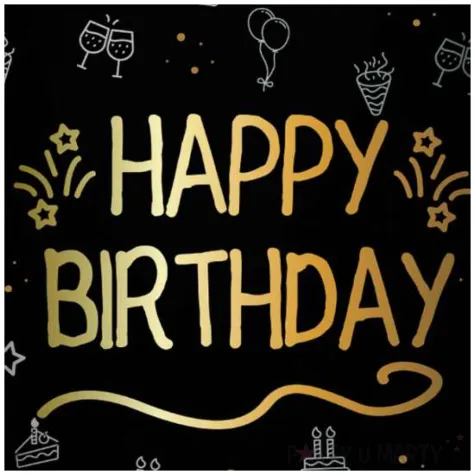 kubeczki papierowe happy birthday shining glam czarno zloty folat 250 ml 8 szt