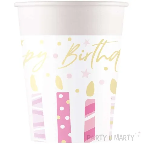 kubeczki papierowe happy birthday swieczki bialy procos 200 ml 8 szt