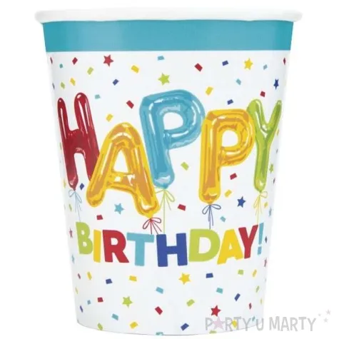 kubeczki papierowe happy birthday unique 266 ml 8 szt