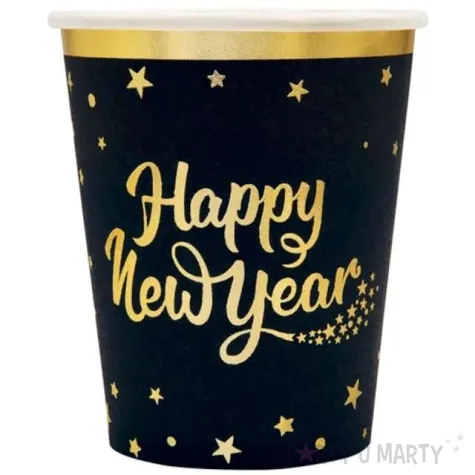 kubeczki papierowe happy new year czarne partypal 230 ml 6 szt