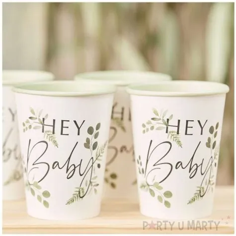 kubeczki papierowe hey baby bialo zielone ginger ray 250 ml 8 szt