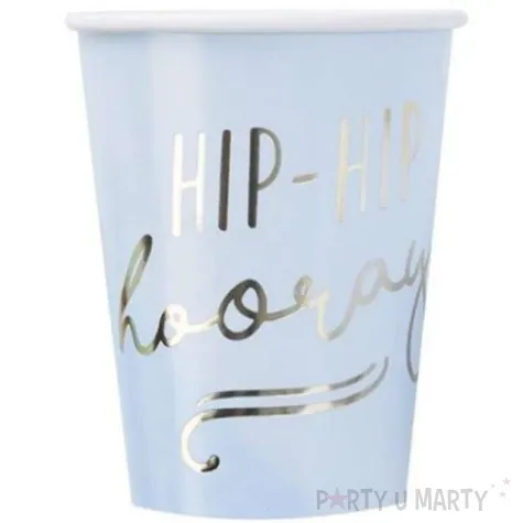 kubeczki papierowe hip hip hooray niebieskie ginger ray 266 ml 8 szt