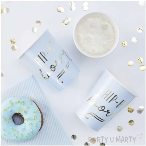 kubeczki papierowe hip hip hooray niebieskie ginger ray 266 ml 8 szt