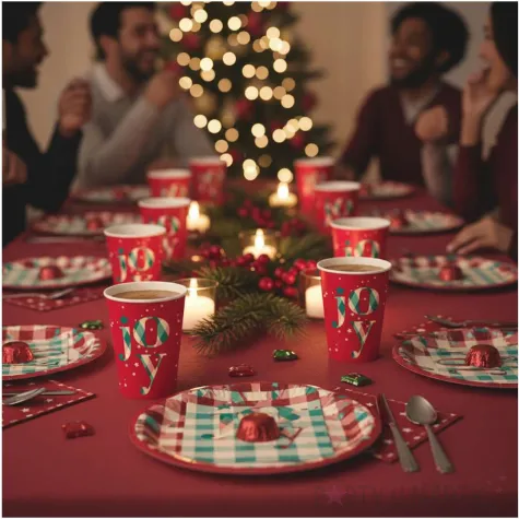 kubeczki papierowe joy swiateczne czerwony godan 250 ml 6 szt