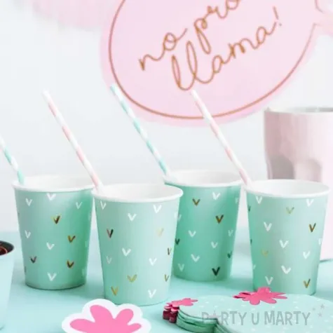 kubeczki papierowe kaktus mietowe partydeco 220 ml 6 szt