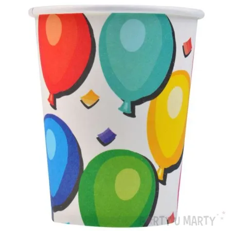 kubeczki papierowe kolorowe balony bialy 200 ml 8 szt