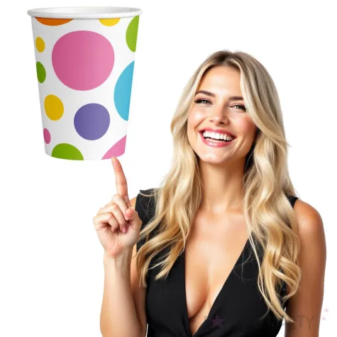 kubeczki papierowe kolorowe groszki amscan 250 ml 8 szt