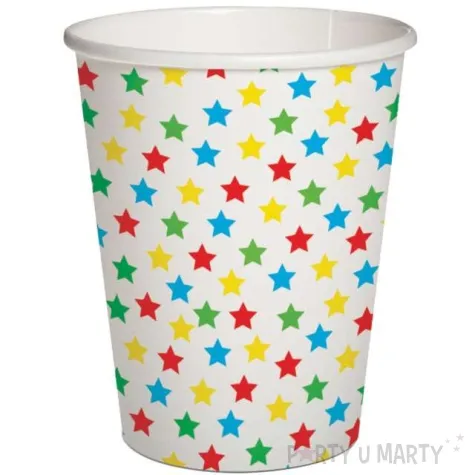 kubeczki papierowe kolorowe gwiazdki biale paw 250 ml 10 szt