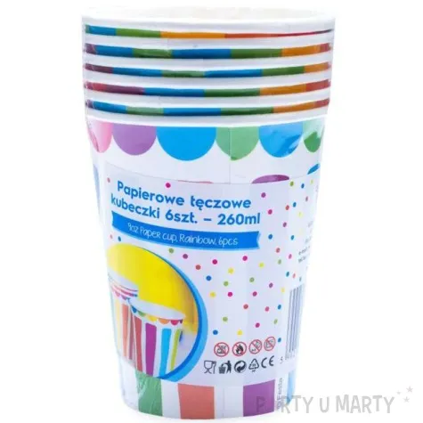kubeczki papierowe kolorowe paski mix kraszek 260 ml 6 szt
