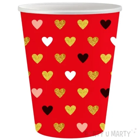 kubeczki papierowe kolorowe serduszka xoxo czerwony godan 250 ml 6 szt