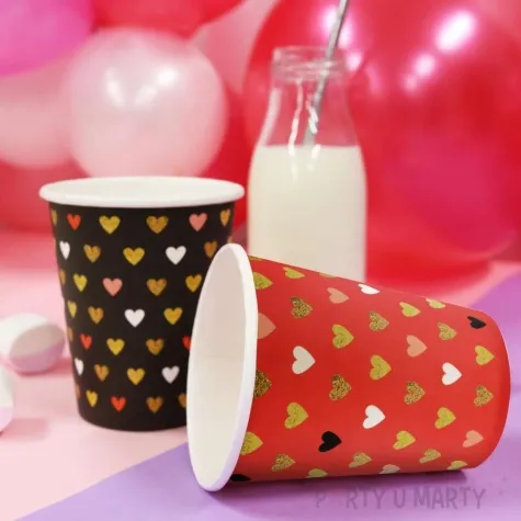 kubeczki papierowe kolorowe serduszka xoxo czerwony godan 250 ml 6 szt