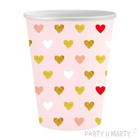 kubeczki papierowe kolorowe serduszka xoxo rozowy godan 250 ml 6 szt