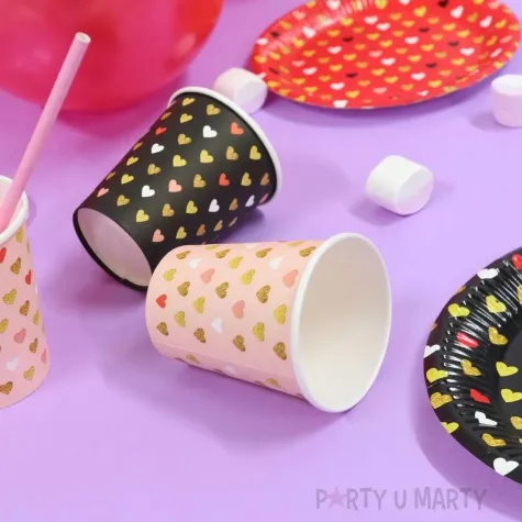 kubeczki papierowe kolorowe serduszka xoxo rozowy godan 250 ml 6 szt