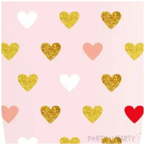 kubeczki papierowe kolorowe serduszka xoxo rozowy godan 250 ml 6 szt