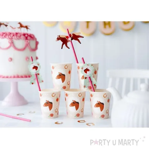 kubeczki papierowe konie rozowy jasny partydeco 220 ml 6 szt