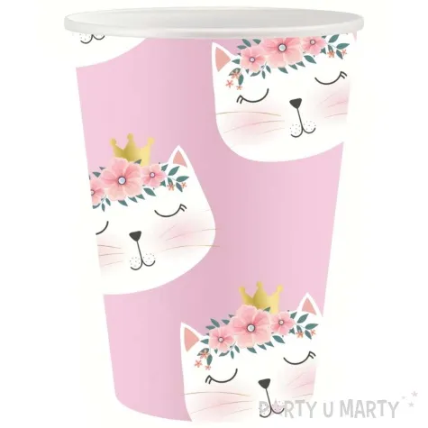 kubeczki papierowe kotek z wiankiem i korona godan 250 ml 6 szt
