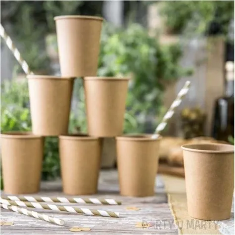 kubeczki papierowe kraft brazowe partydeco 220 ml 6 szt