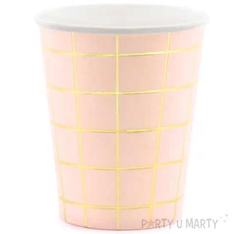 kubeczki papierowe kratka rozowe jasne partydeco 200 ml 6 szt