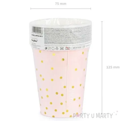 kubeczki papierowe kropki partydeco 260 ml 6 szt