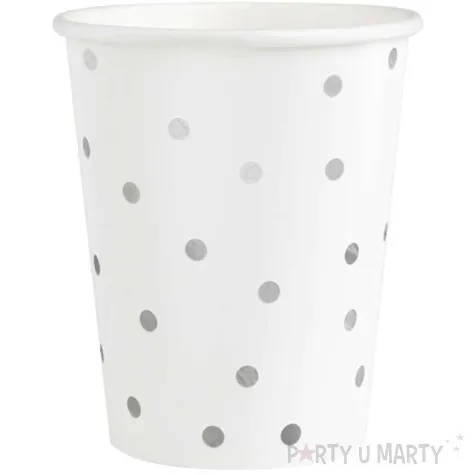 kubeczki papierowe kropki srebrne biale partypal 220 ml 6 szt
