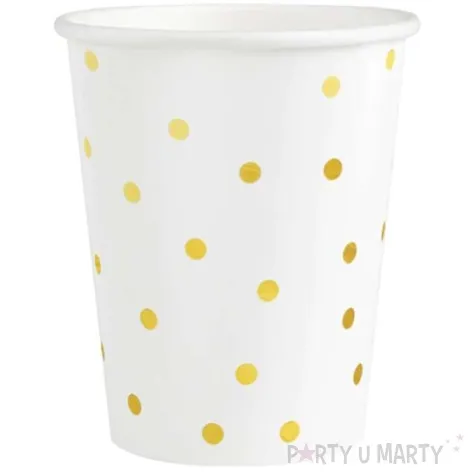 kubeczki papierowe kropki zlote biale partypal 220 ml 6 szt