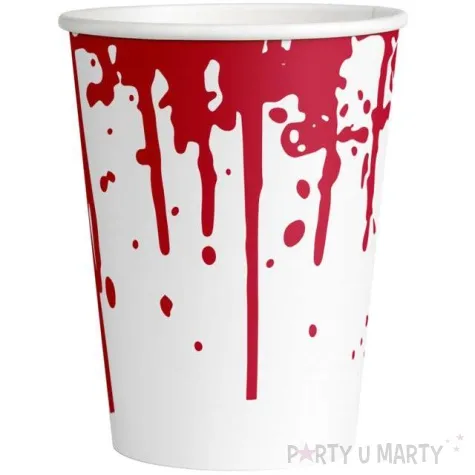 kubeczki papierowe krwiste bialo czerwone amscan 250 ml 8 szt