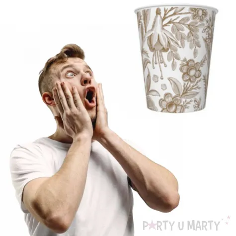 kubeczki papierowe kwiatowe wzory zlote maki 250 ml 8 szt
